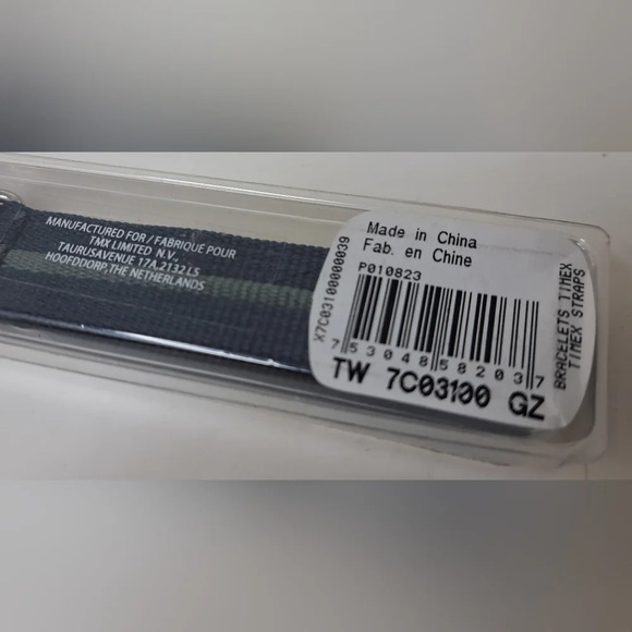 NWT Timex Adjustable Strap Only Bracelet Band Fabric Navy  Gray 20mm T2N654 - Picture 4 of 4